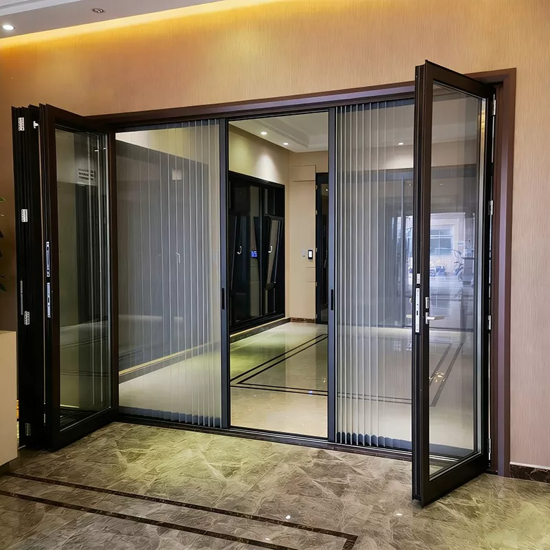 Drzwi harmonijkowe ze stopu aluminium z izolacją cieplną i wstążką